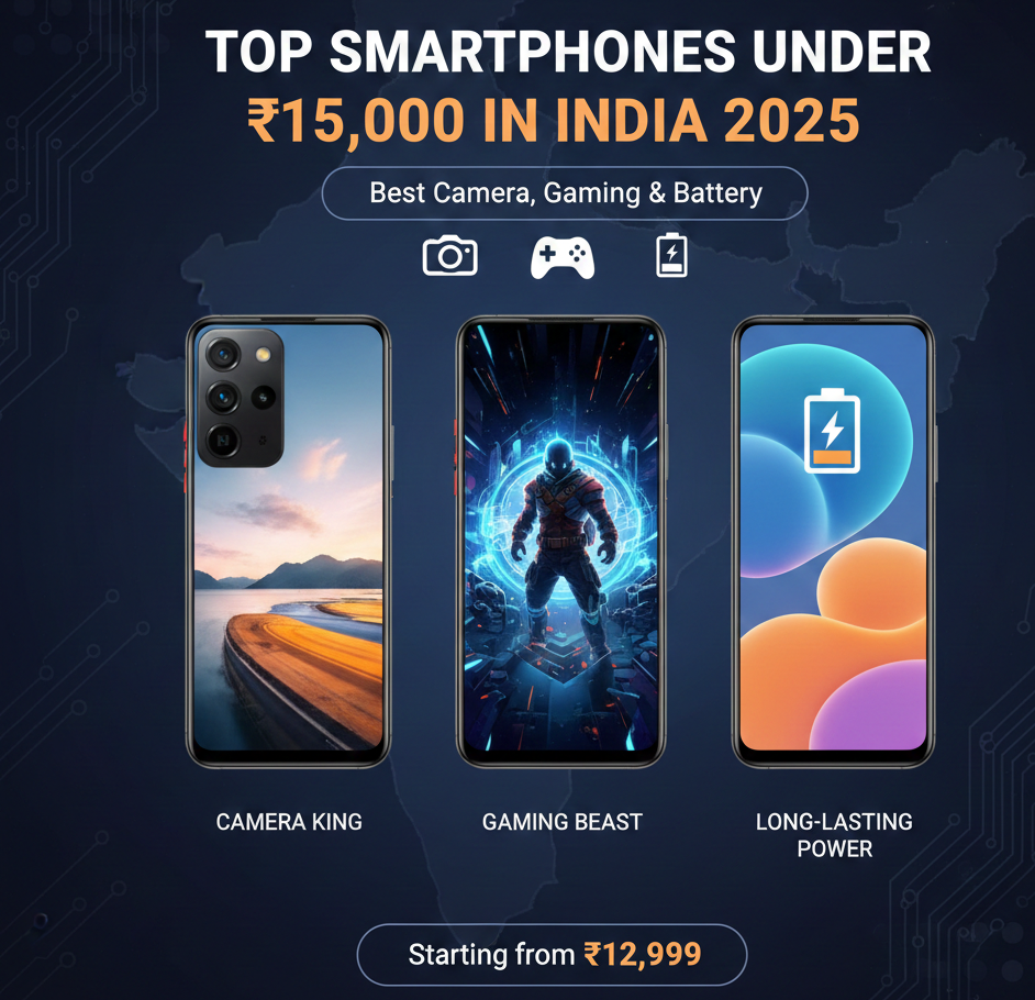 Top Smartphones Under ₹15,000 in India 2025 | Best Camera, Gaming & Battery